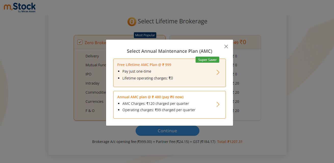 mStock Annual Maintenance Charges
